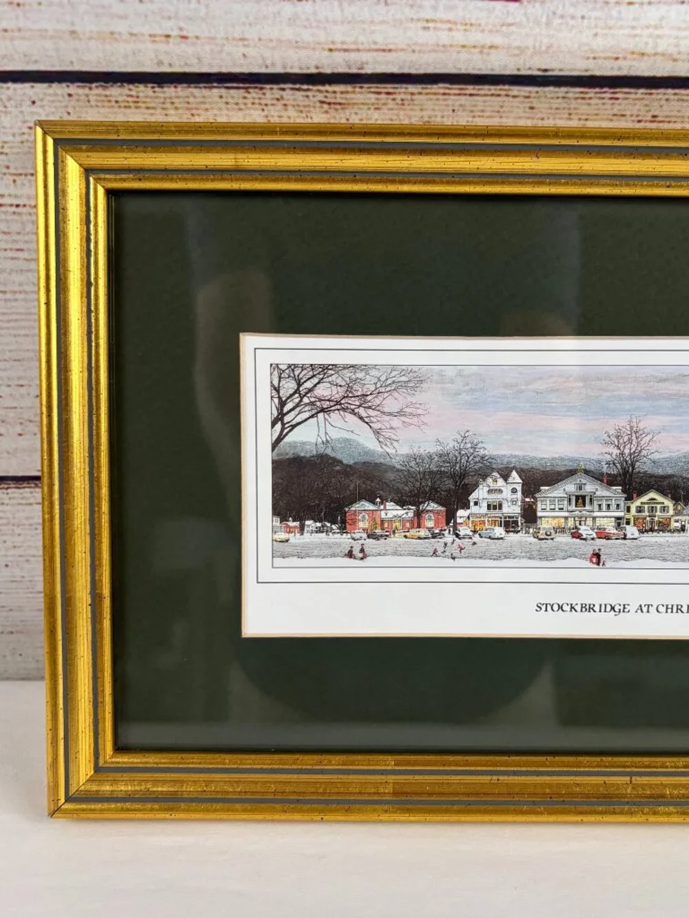 StockBridge At Christmas Norman Rockwell Small Gold Frame Print